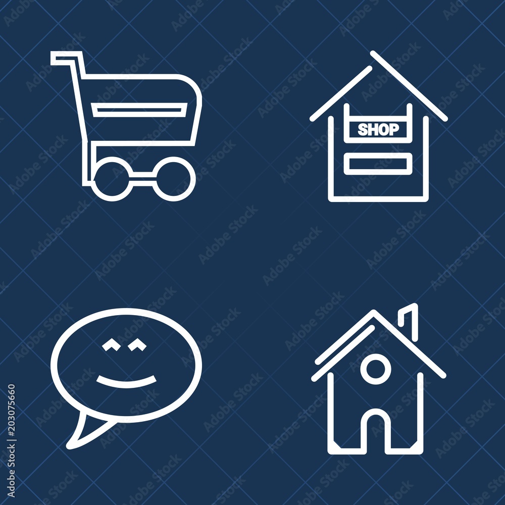 Premium set of outline vector icons. Such as exterior, consumer, grocery, sale, adult, communicate, chatting, property, purchase, cart, customer, store, dialog, basket, real, shop, home, bubble, man Premium set of outline vector icons. Such as exterior, consumer, grocery, sale, adult, communicate, chatting, property, purchase, cart, customer, store, dialog, basket, real, shop, home, bubble, man