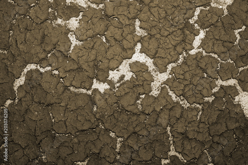 The texture of the bottom of the reservoir sand and the accumulation of silt on top. Background. Toning. photo