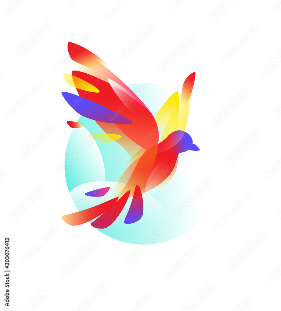 Obraz premium Logo of a flying Bird. Logo isolated on white background. Red gradient dove. Logo for the company, studio. Talisman, emblem. A modern bird image for the site and the press.