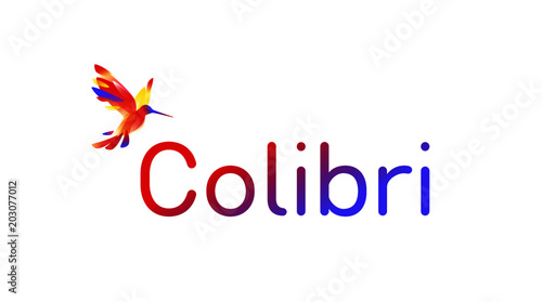 The Colibri logo. Vector illustration. Logo isolated on white background. Pink Gradient Bunny Hummingbird. Logo for the company, studio. Talisman, emblem. A modern bird image for the site and the pres