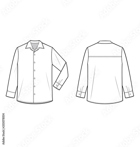 Shirt fashion flat technical drawing template