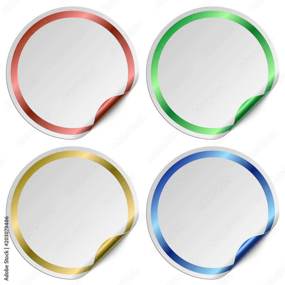 Blank Round White Stickers with Color Frame Blank Round White Stickers with Color Frame