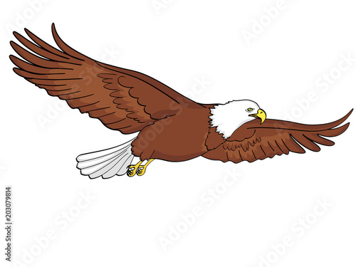 Bird eagle, falcon. Vector of an imitation retro comic style. isolated object on white background