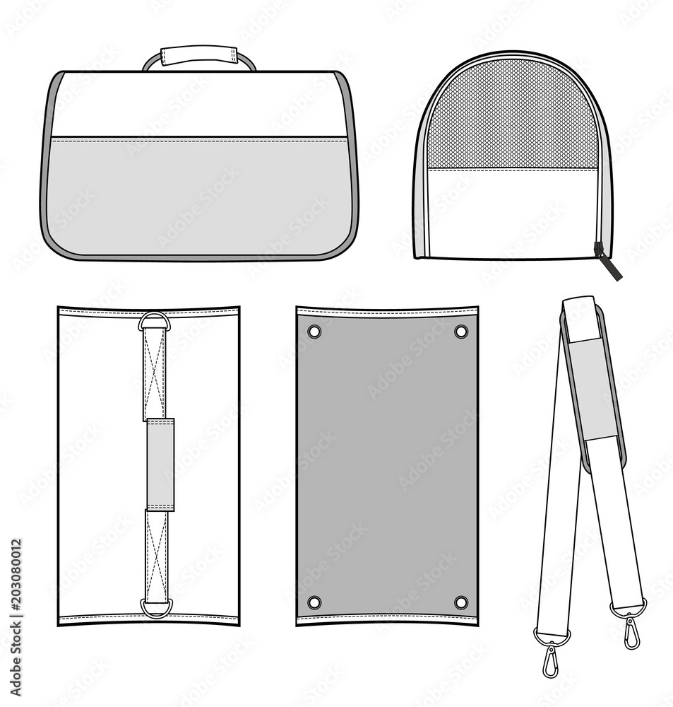 Pet Travel Carrier Fashion Flat Technical Drawing Template Stock Vector pet-travel-carrier-fashion-flat-technical-drawing-template-stock-vector