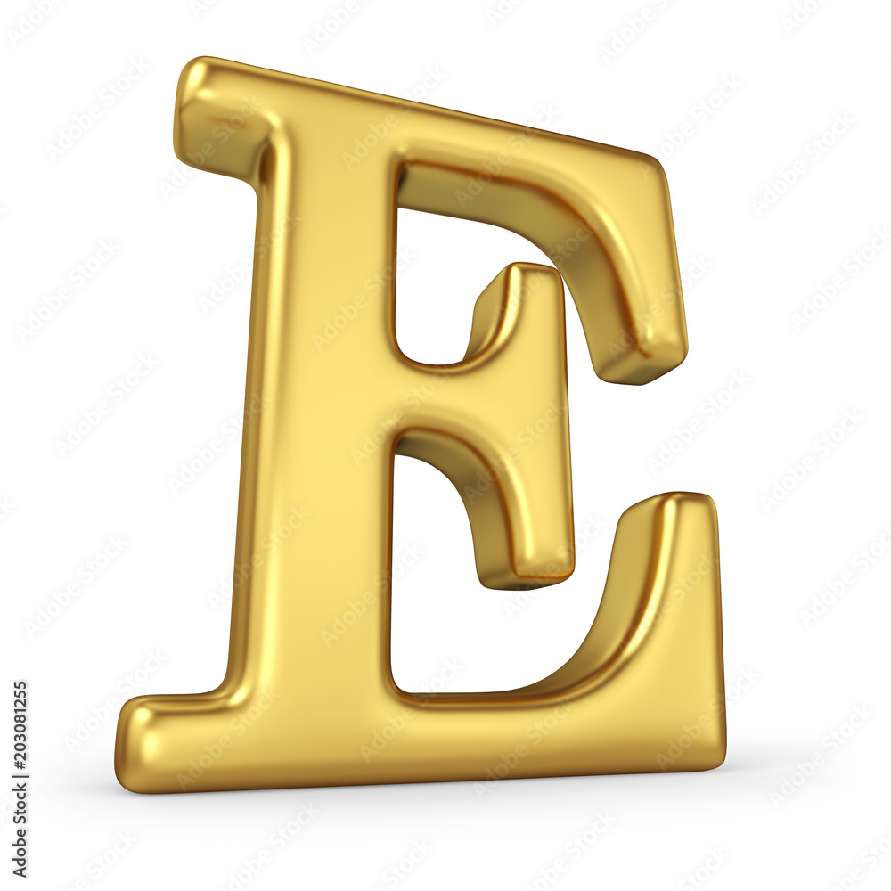 Gold Letter E Isolated on White
