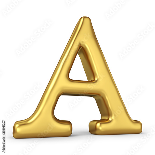 Gold Letter A Isolated on White