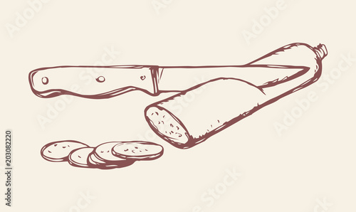 Fotografie Sausage. Vector drawing