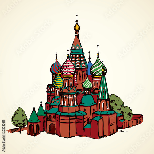 Red Square, Moscow. Vector drawing