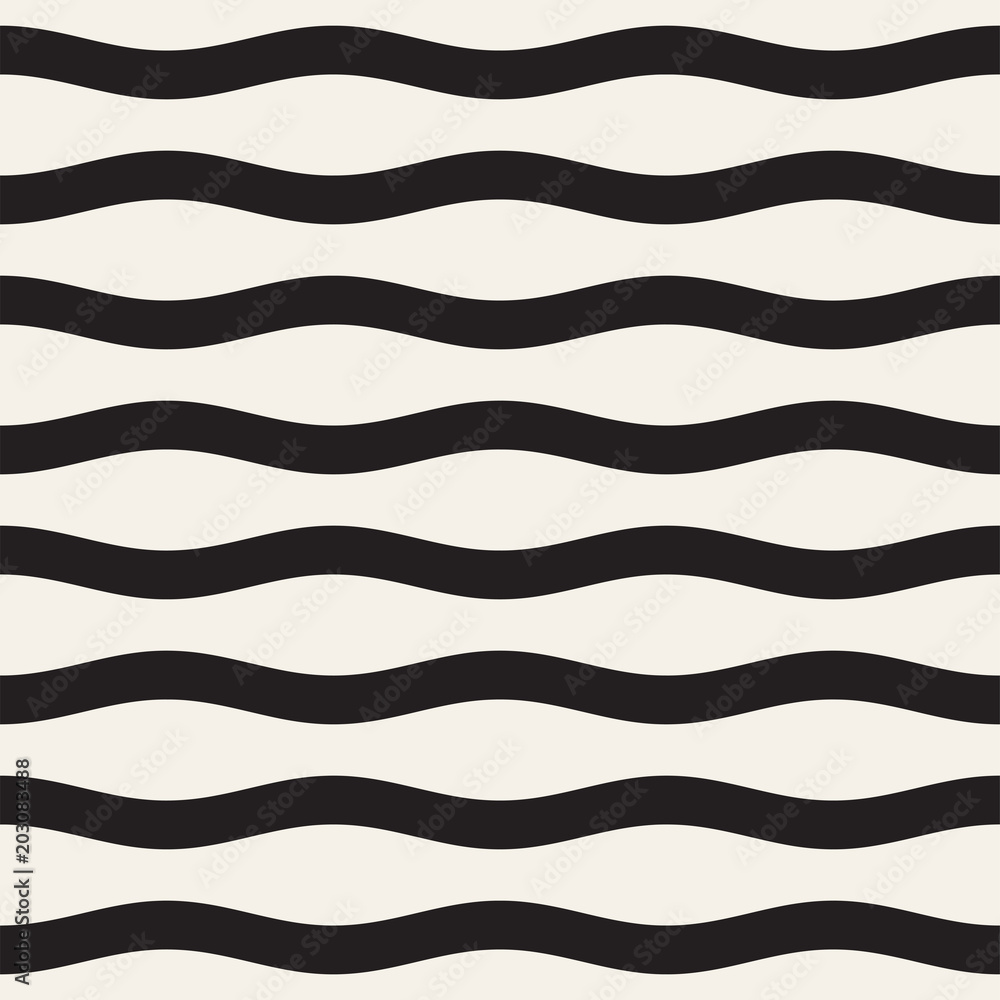 Vector seamless black and white wavy lines pattern. Abstract geometric background design. Vector seamless black and white wavy lines pattern. Abstract geometric background design.