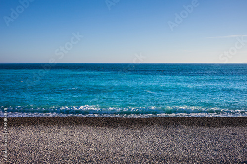 Fototapeta Naklejka Na Ścianę i Meble -  Pebble Beach And Sea Background