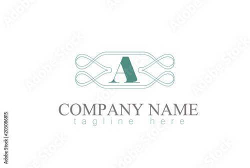 Vector Letter A Decorative Ornament Frame Design.