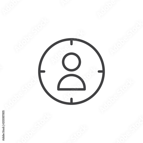 Target audience outline icon. linear style sign for mobile concept and web design. user target aim simple line vector icon. Symbol, logo illustration. Pixel perfect vector graphics