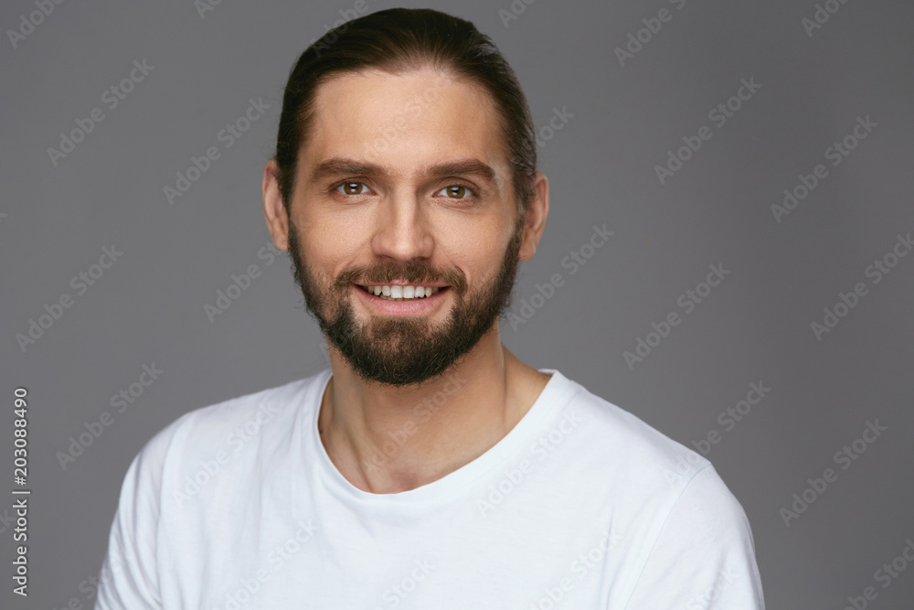 Fototapeta premium Handsome Man With Beautiful Face And Beard