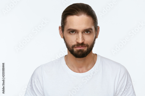 Handsome Man With Beautiful Face And Beard