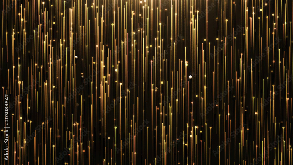 Fototapeta premium Glamorous gold shine Line and particles on a black background