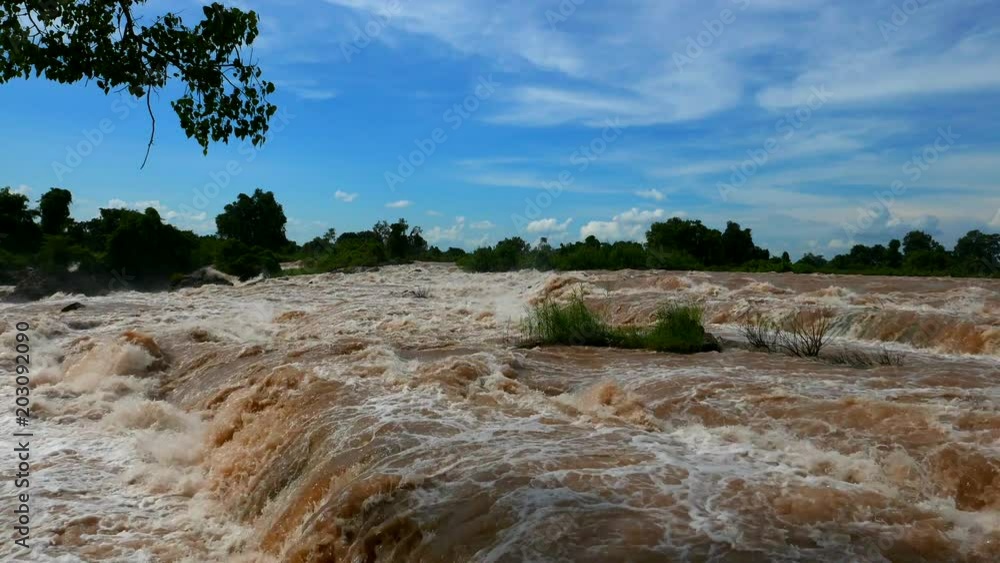 Due Falls 4k footage of largest waterfall in southeast Asia, the Khone Falls ...