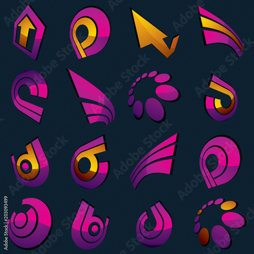 Vector 3d abstract icons se...