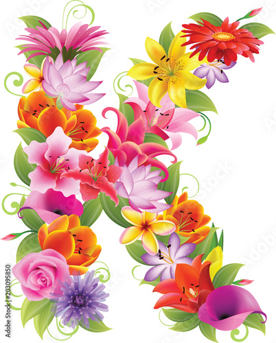 A beautiful floral letter 12th letter in the Russian alphabe