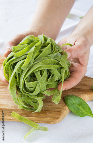 green fresh handmade pasta photo