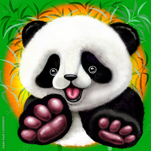 Fototapeta Naklejka Na Ścianę i Meble -  Panda Baby Bear Cute and Happy