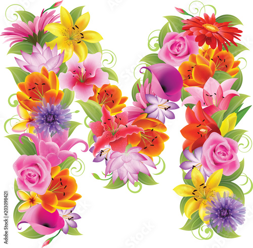 Beautiful flower letter, 14th in The Russian alphabet photo