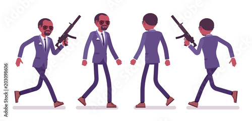 Secret agent black man, gentleman spy of intelligence service running