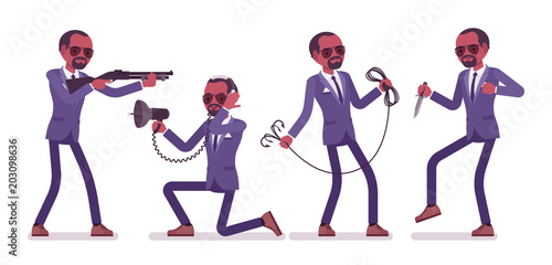 Secret agent black man, gentleman spy of intelligence service