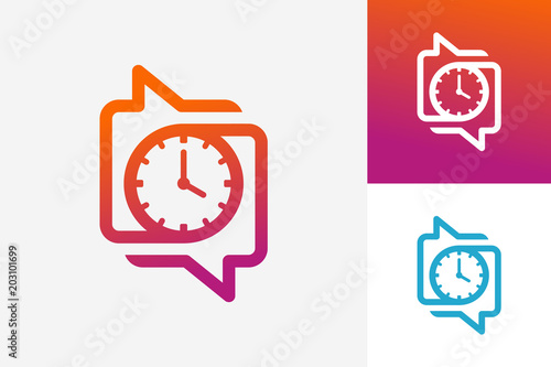 Chat Time Logo Template Design Vector, Emblem, Design Concept, Creative Symbol, Icon