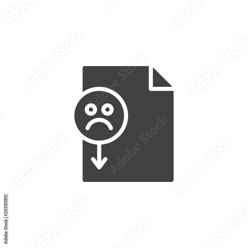 Bad rating file format vector icon. filled flat sign for mobile concept and web design. Sad emoji document simple solid icon. Symbol, logo illustration. Pixel perfect vector graphics
