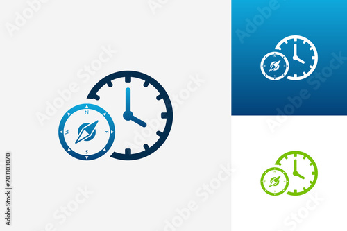 Compass Time Logo Template Design Vector, Emblem, Design Concept, Creative Symbol, Icon photo