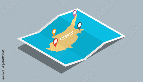 explore cyprus maps with isometric style and pin location tag on top