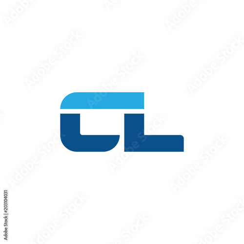 Initial letter CL, straight linked line bold logo, simple flat blue colors