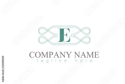 Vector Letter E Decorative Ornament Frame Design.