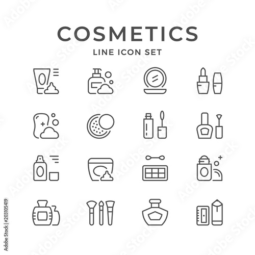 Set line icons of cosmetics