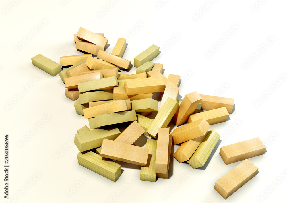 A 3d illustration of wood tumbling tower A 3d illustration of wood tumbling tower