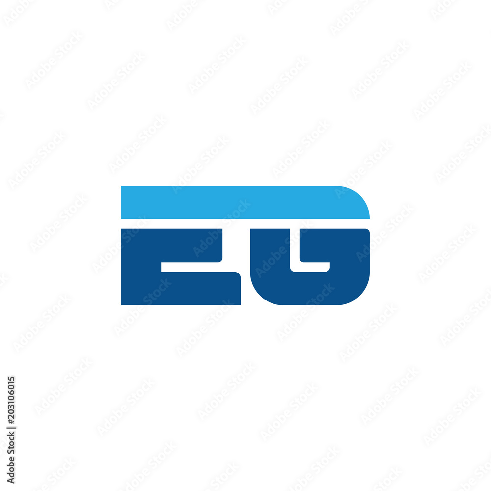 Initial letter EG, straight linked line bold logo, simple flat blue colors Initial letter EG, straight linked line bold logo, simple flat blue colors