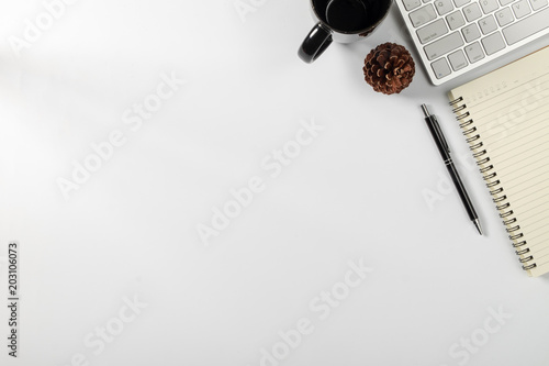 Office desk workplace with office accessory and copy space.