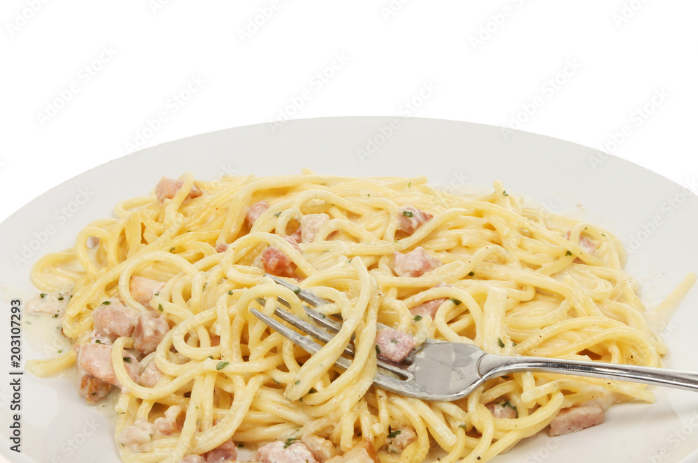 Spaghetti carbonara on a plate Spaghetti carbonara on a plate