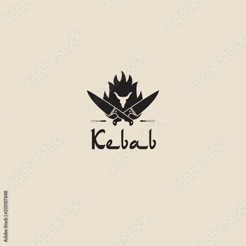 Doner kebab logo templates. Vector creative labels for Turkish and Arabian fast food restaurant.