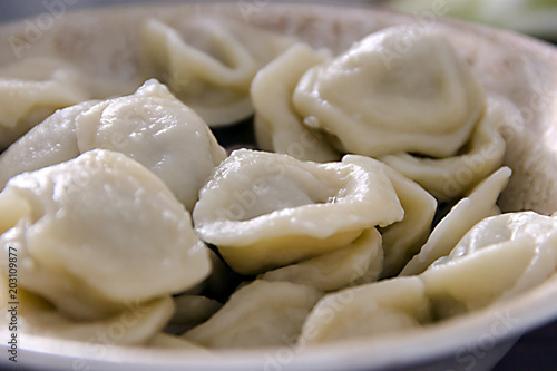 boiled homemade dumpling on a plate
