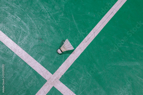badminton shuttlecock on court