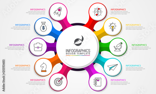 Infographic design template. Business concept with 10 steps
