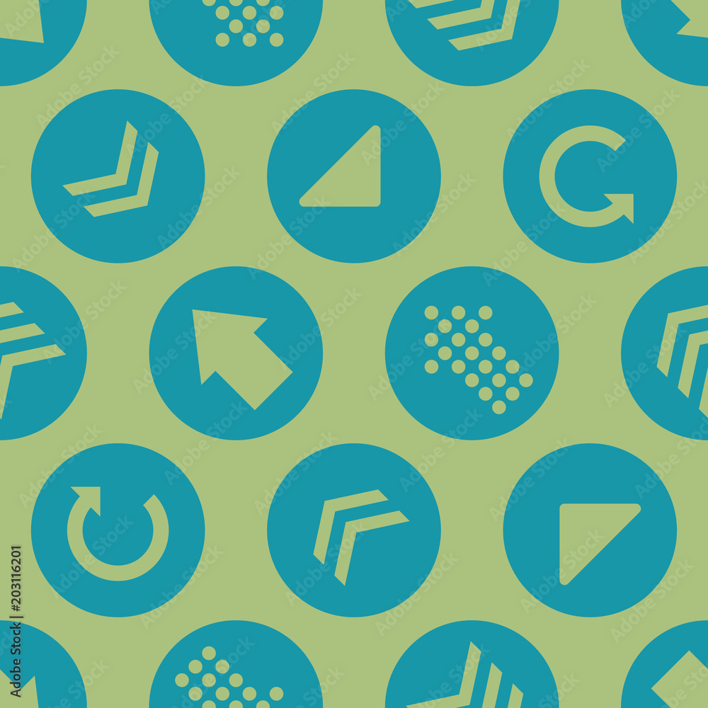 Vector Green Teal Arrow Circles Seamless Pattern Background Vector Green Teal Arrow Circles Seamless Pattern Background
