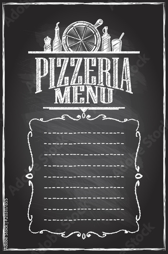 Pizzeria menu chalkboard menu list