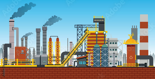 The industry is producing raw materials with smoke from ventilated sections.