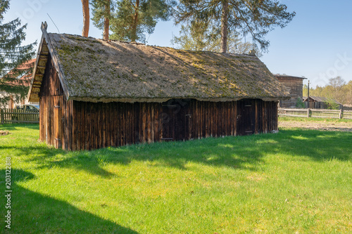 Old wooden farmstead in Kluki. Poland