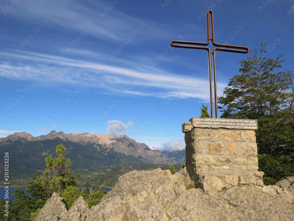 Memorial cross at Campanario Hill in Argentina