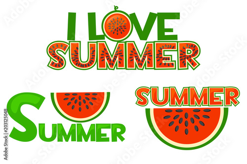 Illustration watermelon, I Love summer, summer singl