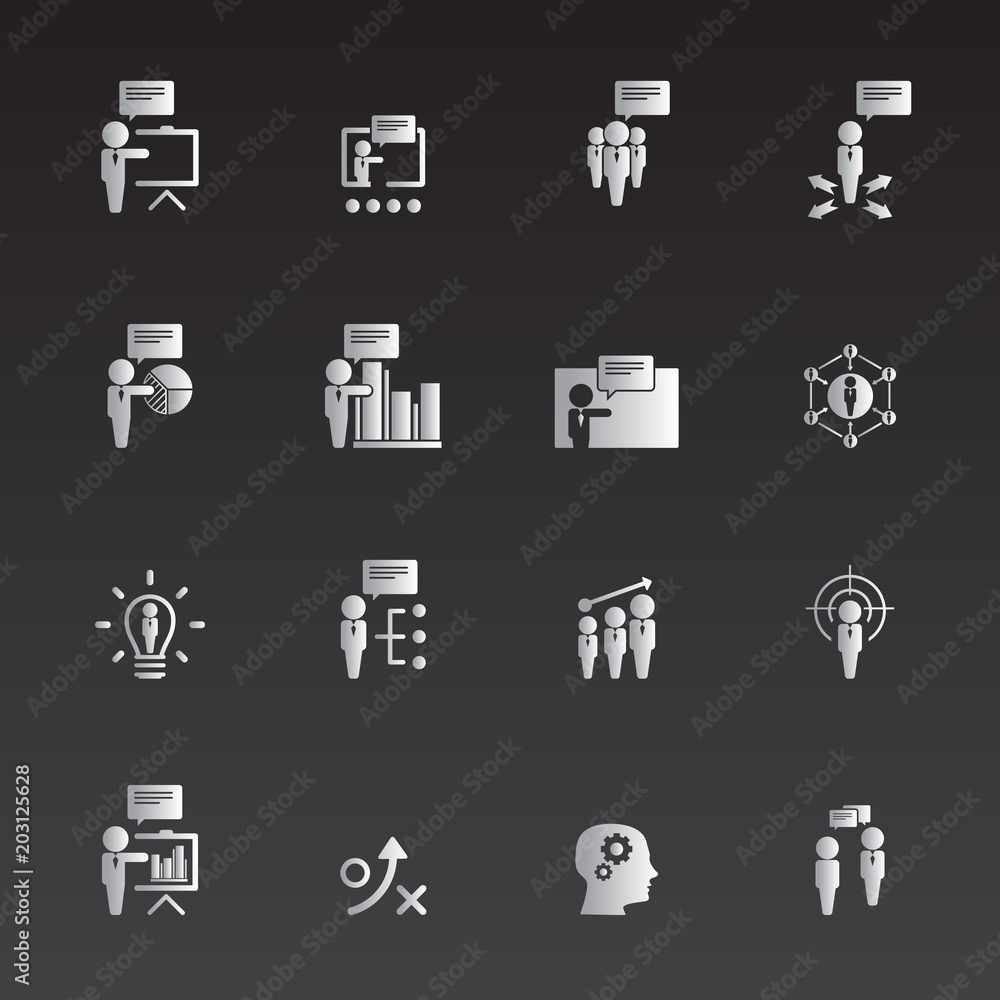 business training icon set business training icon set