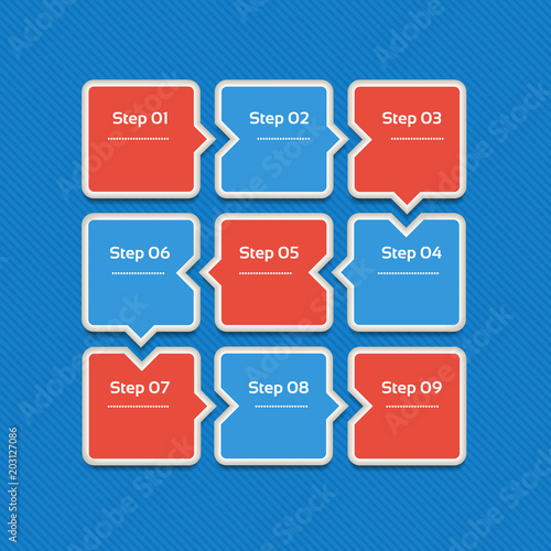 Vector progress background. Template for diagram, graph, presentation and chart. Business concept with 9 options, parts, steps or processes. Abstract background. eps 10